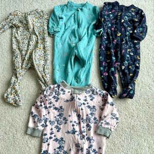 Bundle set of 4 Footed Sleepers : 3-6 months